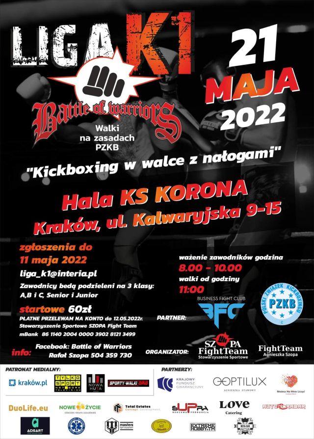 Battle of Warriors Liga Kickboxingu Rafał Szopa Korona Kraków